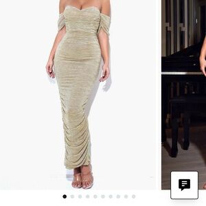 Elegant Off-Shoulder Gold Dress